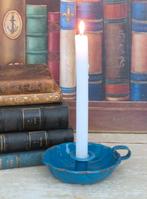 Oude Franse emaille blaker/ kandelaar – Petrol, Antiek en Kunst, Ophalen of Verzenden