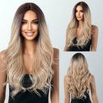 Swiss lace front pruik lang blond haar zonder pony Riley, Verzenden, Nieuw, Pruik of Haarverlenging