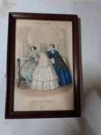 Antieke prent in lijst - Modes Vraies, Antiek en Kunst, Kunst | Etsen en Gravures, Ophalen of Verzenden