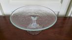 Antieke glazen taartschaal op voet, Pools van Ząbkowice, Ophalen of Verzenden