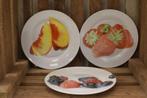 3 stuks porseleinen bordjes met fruit prent 44035, Gebruikt, Ophalen of Verzenden, Bord(en), Wedgwood