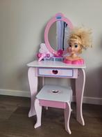 Kaptafel meisjes speelgoed met make-up pop en accessoires, Ophalen, Gebruikt