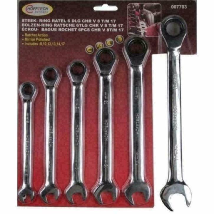 Steek- Ring Ratel Chroom Vanadium 8 t/m 17 mm Materiaal: 544, Auto diversen, Autogereedschap, Nieuw, Ophalen of Verzenden