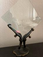 Bronzen Fotolijst met Glasplaatjes - Beeldhouwwerkje Kunst, Ophalen of Verzenden