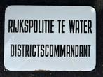 Oud emaille bord Rijspolitie te water, Ophalen of Verzenden