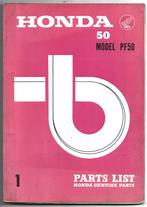 Honda PF50 Standard Parts List bromfiets, Fietsen en Brommers, Ophalen of Verzenden, Zo goed als nieuw