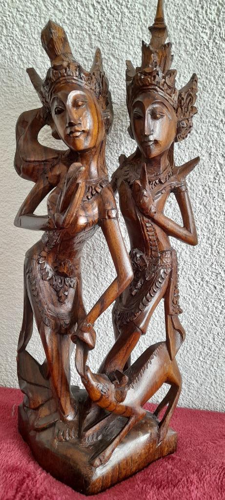 Goddelijke Rama en Sita met kalf 36 cm Bali, Antiek en Kunst, Kunst | Beelden en Houtsnijwerken, Verzenden
