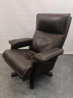 LEOLUX vintage leren fauteuil stoel draaifauteuil, 75 tot 100 cm, Gebruikt, Hout, 75 tot 100 cm