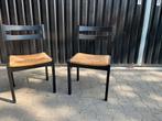 2 houten stoelen met rieten mat, Huis en Inrichting, Ophalen, Twee, Bruin, Zo goed als nieuw