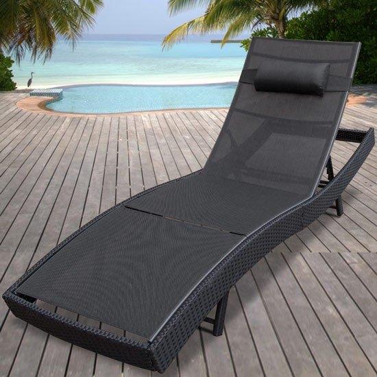 Chique Comfortabele Polyrotan Wicker Zonne-Ligbed Zwart, Ophalen of Verzenden, Nieuw
