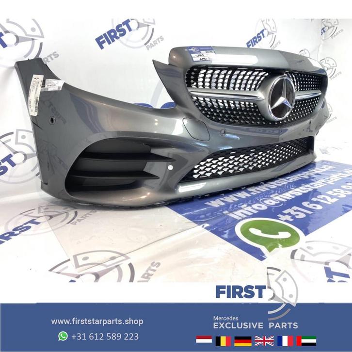 W205 FACELIFT AMG VOORBUMPER + diamond gril 2019 Mercedes C, Auto-onderdelen, Carrosserie en Plaatwerk, Bumper, Mercedes-Benz