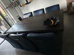 6 lederen eethoekstoelen, Ophalen, Modern met wieltjes, Blauw, Leer