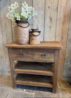 Leuk teak kastje - sidetable 80 met lade, Ophalen, 100 tot 150 cm, -, -