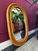 Vintage spiegel rotan en riet 1970s 1980s, Ophalen, Ovaal, 50 tot 100 cm, Minder dan 100 cm