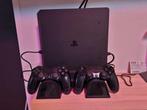 PlayStation 4 Slim + 2 Controllers, Spelcomputers en Games, Spelcomputers | Sony PlayStation 4, Ophalen, Gebruikt, Met 2 controllers