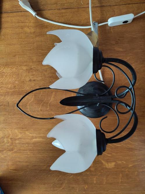 Twee dezelfde mooie dubbele wandlampen met reserveglazen, Huis en Inrichting, Lampen | Wandlampen, Zo goed als nieuw, Ophalen of Verzenden