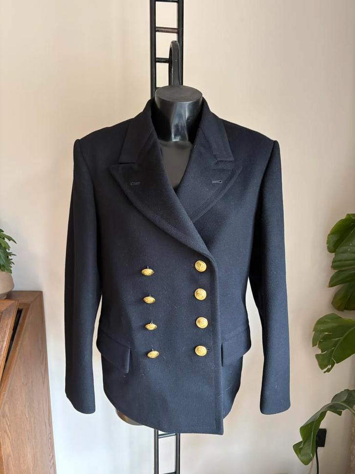 KM hedex 1982 scheerwol wol manteljas, Kleding | Dames, Jassen | Winter, Zo goed als nieuw, Maat 42/44 (L), Blauw, Ophalen of Verzenden