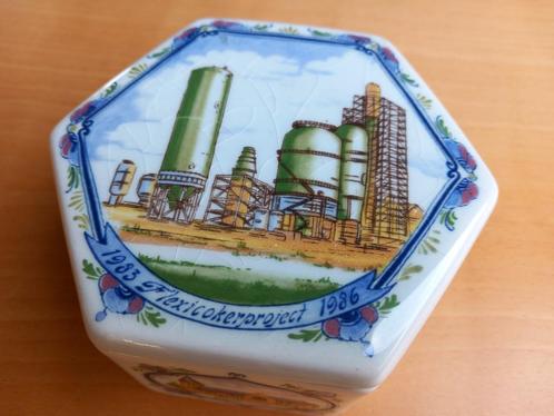 Delfts Blauw dekselpot Esso Raffinaderij Haven van Rotterdam, Antiek en Kunst, Antiek | Keramiek en Aardewerk, Ophalen of Verzenden