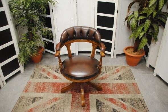 chesterfield bureaustoel, Huis en Inrichting, Bureaustoelen, Gebruikt, Bureaustoel, Bruin, Ophalen