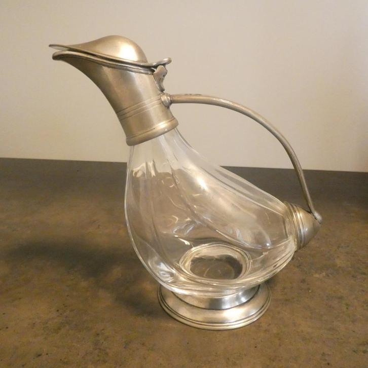 Vintage Arte Italica Taverna Eend Wijn Karaf Glas/Tin [1790], Antiek en Kunst, Antiek | Glas en Kristal, Ophalen