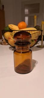 Vintage apothekerspot – amberkleurig glas – 14 cm, Antiek en Kunst, Ophalen