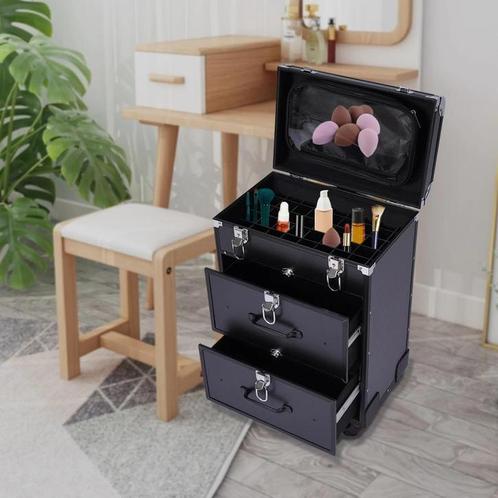 Rollende Make-Up Trolley, Sieraden, Tassen en Uiterlijk, Uiterlijk | Cosmetica en Make-up, Nieuw, Gehele gezicht, Zwart, Ophalen of Verzenden