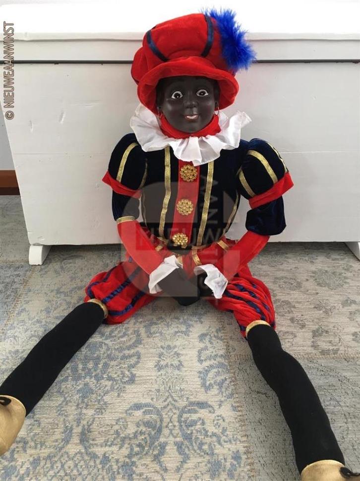Authentieke V&D etalage zwarte Piet pop - 110cm, rood/blauw, Diversen, Sinterklaas, Zo goed als nieuw, Verzenden