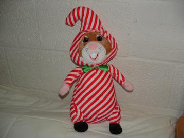 AH KERST HAMSTER ZUURSTOK MET ROOD/WIT GESTREEPT PAK beschikbaar voor biedingen