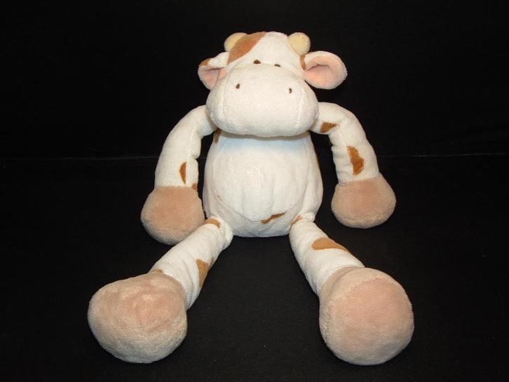 HEMA KOE VELOURS WIT MET LICHTBRUINE VLEKKEN  EN BEIGE VOETJ, Kinderen en Baby's, Speelgoed | Knuffels en Pluche, Nieuw, Koe, Verzenden