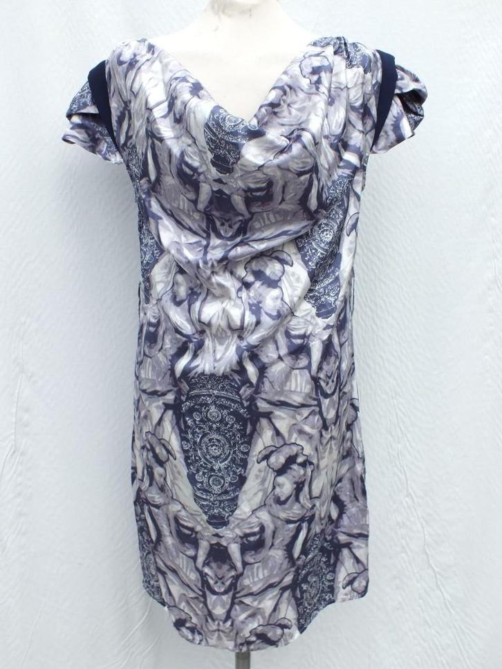 Prachtige blauwe jurk met zijde. Mt M Merk The Edge, Kleding | Dames, Jurken, Zo goed als nieuw, Maat 38/40 (M), Blauw, Boven de knie
