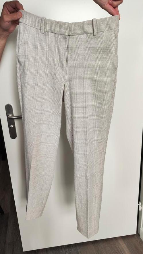 Zomerse pantalon ruitje zand crème 40 H&M, Kleding | Dames, Broeken en Pantalons, Zo goed als nieuw, Maat 38/40 (M), Beige, Lang