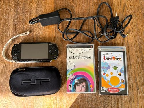PSP Zwart met LocoRoco & Echochrome, Spelcomputers en Games, Spelcomputers | Sony PSP, Gebruikt, PSP, Zwart, Met games, Ophalen of Verzenden