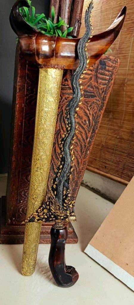 Keris Naga Geni 11 Luk Kinatah Goud Pedaringan Kebak KGU56, Verzenden