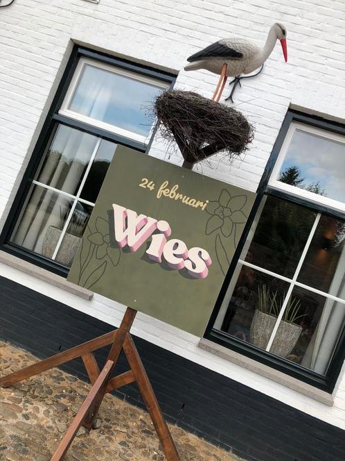 Ooievaar + standaard voor geboortebord, Kinderen en Baby's, Kraamcadeaus en Geboorteborden, Gebruikt, Ophalen of Verzenden