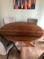 Ronde tafel van mango hout. Geheel massief., Huis en Inrichting, Tafels | Eettafels, Ophalen, Past overal bij, Rond, Zo goed als nieuw