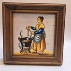 Vintage Tegeltableau met Houten Frame, Antiek en Kunst, Ophalen of Verzenden