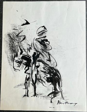 Kees Verwey - Houtskool en inkt tekening, gesigneerd beschikbaar voor biedingen