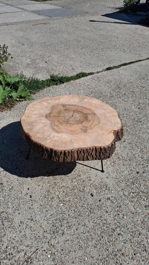 Te koop: unieke boomstam-tafel essen hout, ca 85cm, Huis en Inrichting, Tafels | Salontafels, Nieuw, Minder dan 50 cm, 50 tot 100 cm