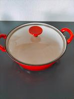 oranje gietijzeren pan braadpan, Ophalen, Gebruikt, Gietijzer, Koekenpan of Braadpan