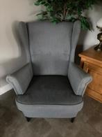 1 x IKEA Strandmon fauteuil grijs met gratis voetenbankje, Huis en Inrichting, Ophalen, Gebruikt, 75 tot 100 cm, Stof