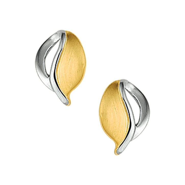 Gouden oorstekers bicolor - 14KRT geel- en witgoud, Sieraden, Tassen en Uiterlijk, Oorbellen, Nieuw, Knopjes of Stekers, Goud