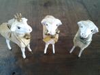 3 brocante schaapjes met glazen ogen uit het ertsgebergte, Ophalen of Verzenden