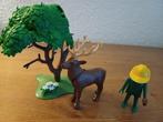 Playmobil edelhert met jachtopzichter en boom., Ophalen of Verzenden, Gebruikt, Los playmobil