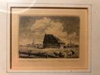 Originele ets – Maarten Langbroek – “Texel, schapenboet”, Antiek en Kunst, Kunst | Schilderijen | Klassiek, Ophalen of Verzenden
