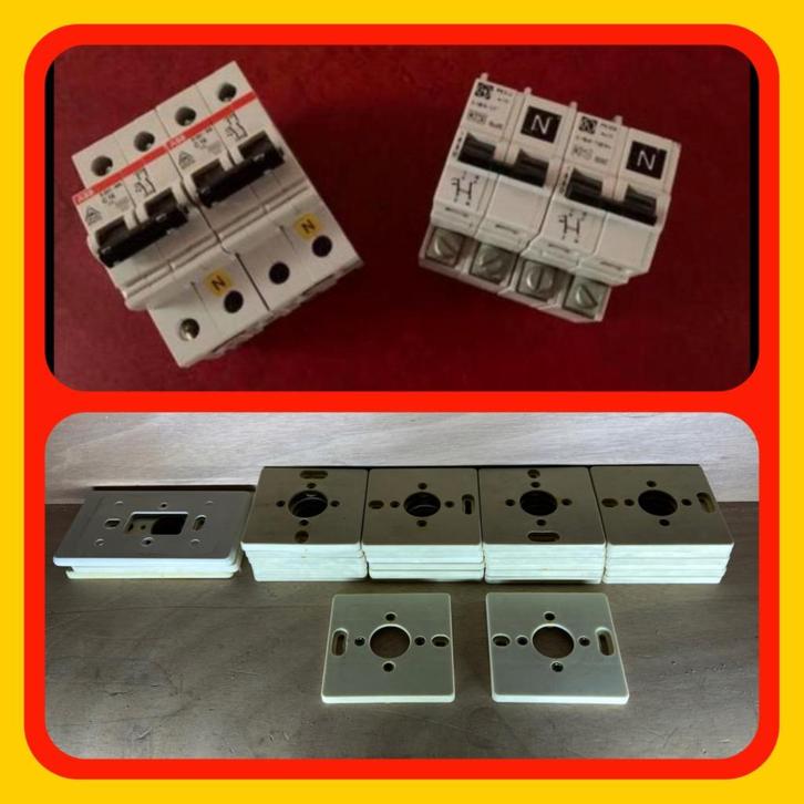 061. Aardlekschakelaars 4 stuks / Montage Plaatjes 30 stuks, Doe-het-zelf en Verbouw, Elektra en Kabels, Overige typen, Ophalen of Verzenden