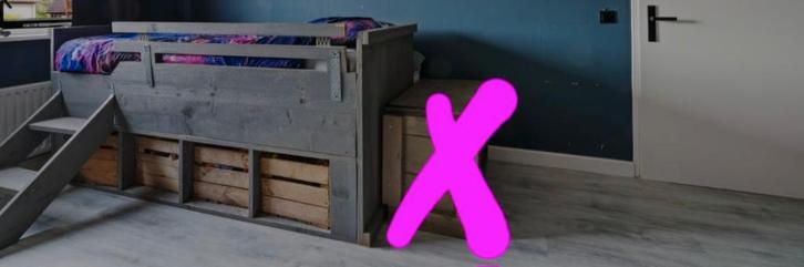 Kajuit bed met aardappelkistjes, Kinderen en Baby's, Kinderkamer | Bedden, Gebruikt, 180 cm of meer, 85 tot 100 cm, Matras, Ophalen