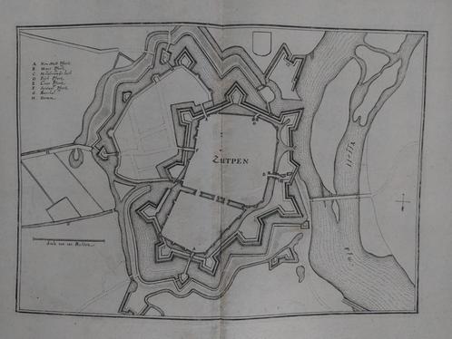 21 / Plattegrond Zutphen Gravure uit 1659 van C. Merian, Antiek en Kunst, Kunst | Etsen en Gravures, Ophalen of Verzenden