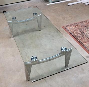 Leolux Farandole salontafel tafel glas gepolijst aluminium beschikbaar voor biedingen
