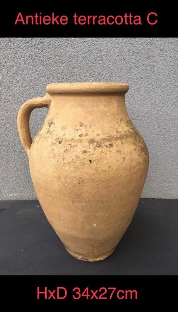 woondecoratie tuindecoratie oude terracotta vazen ornamenten, Gebruikt, Overige kleuren, Aardewerk of Porselein, Ophalen of Verzenden