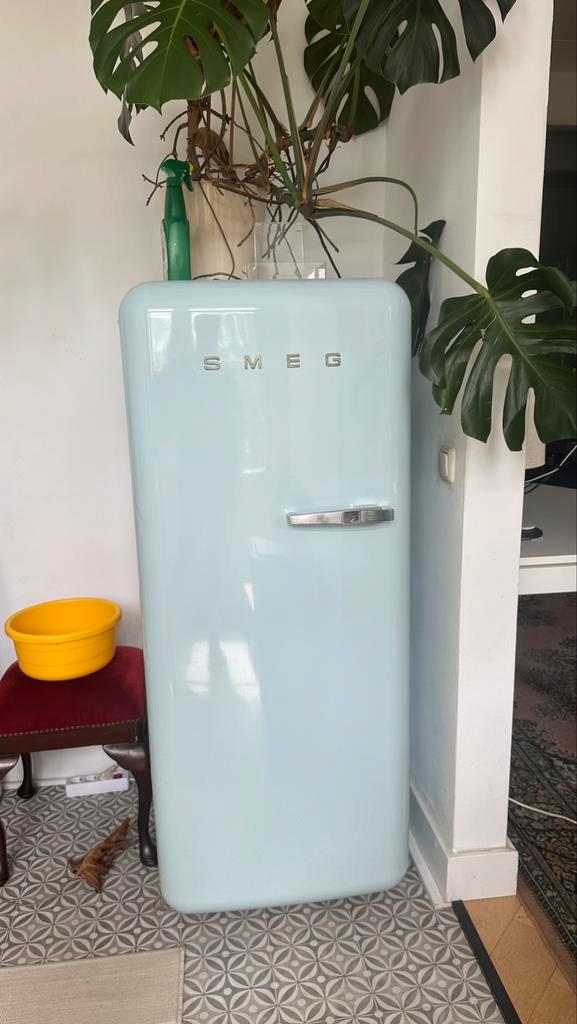 Baby blauw, pastel blauwe Smeg, Witgoed en Apparatuur, Koelkasten en IJskasten, Gebruikt, Met vriesvak, 200 liter of meer, 160 cm of meer